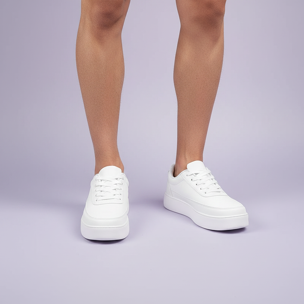 Herren Plateau-Sneaker Weiß | Modische Schnürschuhe
