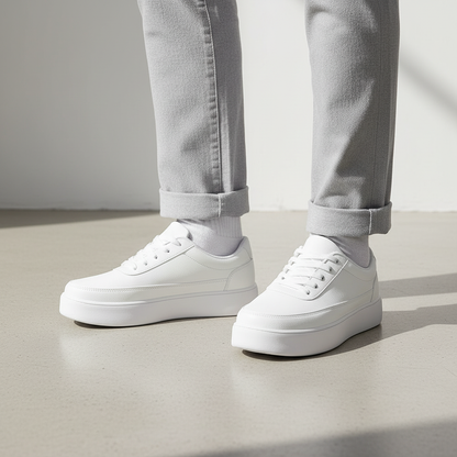 Herren Plateau-Sneaker Weiß | Modische Schnürschuhe
