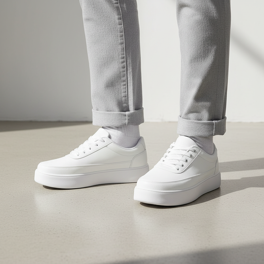 Herren Plateau-Sneaker Weiß | Modische Schnürschuhe