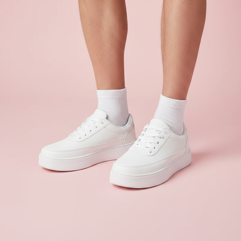 Herren Plateau-Sneaker Weiß | Modische Schnürschuhe