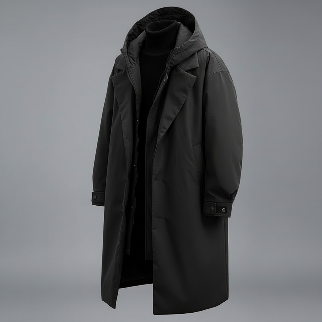 Wasserdichter Puffer-Trenchcoat für Herren | Langer Mantel