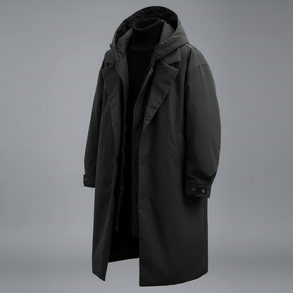 Wasserdichter Puffer-Trenchcoat für Herren | Langer Mantel