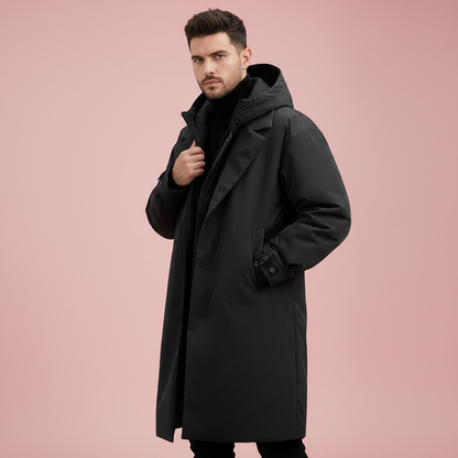 Wasserdichter Puffer-Trenchcoat für Herren | Langer Mantel