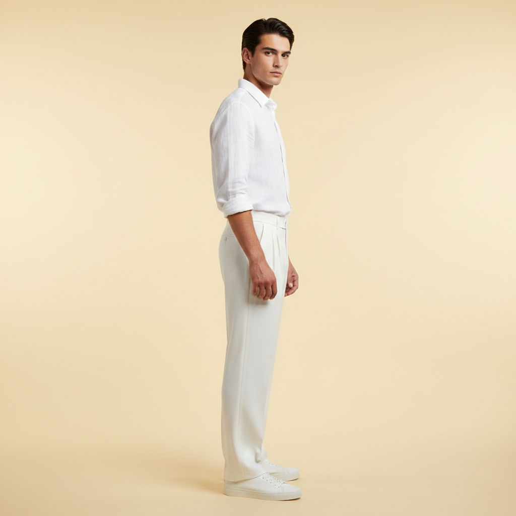 Herren Plissee Hose | Gerade Geschnittene Formale Hosen