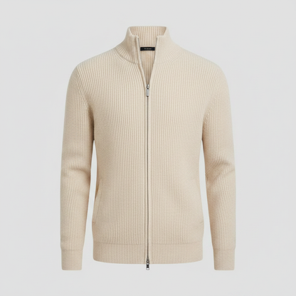 Herren Cardigan | Schmaler Reißverschluss Pullover mit Stehkragen