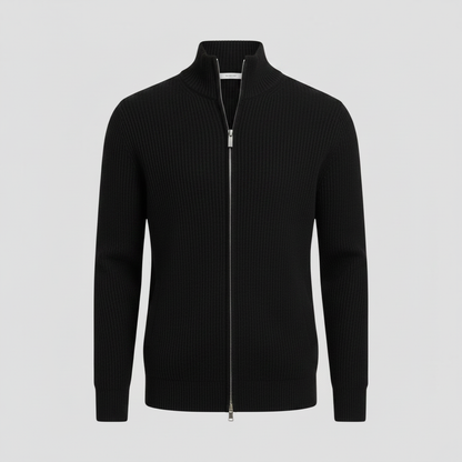 Herren Cardigan | Schmaler Reißverschluss Pullover mit Stehkragen