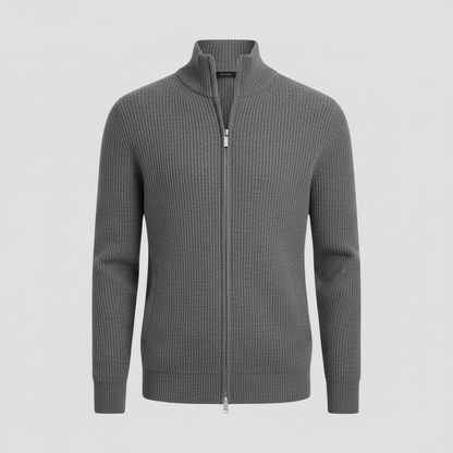 Herren Cardigan | Schmaler Reißverschluss Pullover mit Stehkragen