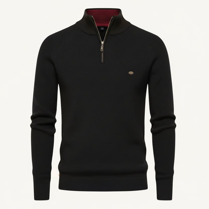 Herren Strickpullover mit Stehkragen | Halber Reißverschluss