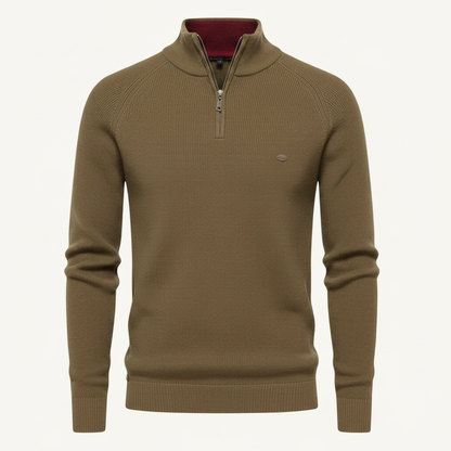 Herren Strickpullover mit Stehkragen | Halber Reißverschluss