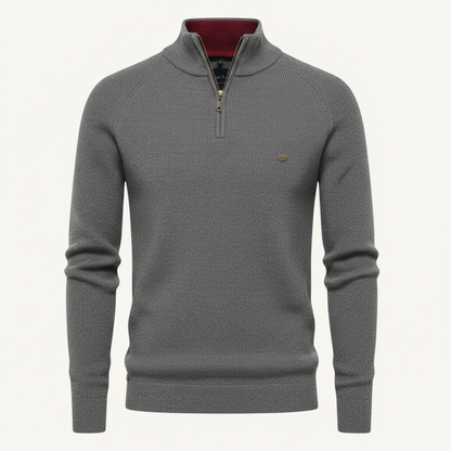 Herren Strickpullover mit Stehkragen | Halber Reißverschluss
