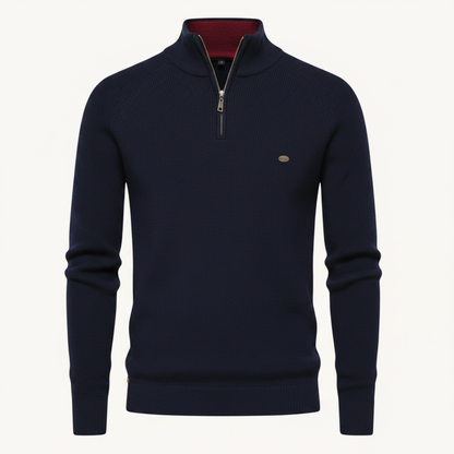 Herren Strickpullover mit Stehkragen | Halber Reißverschluss