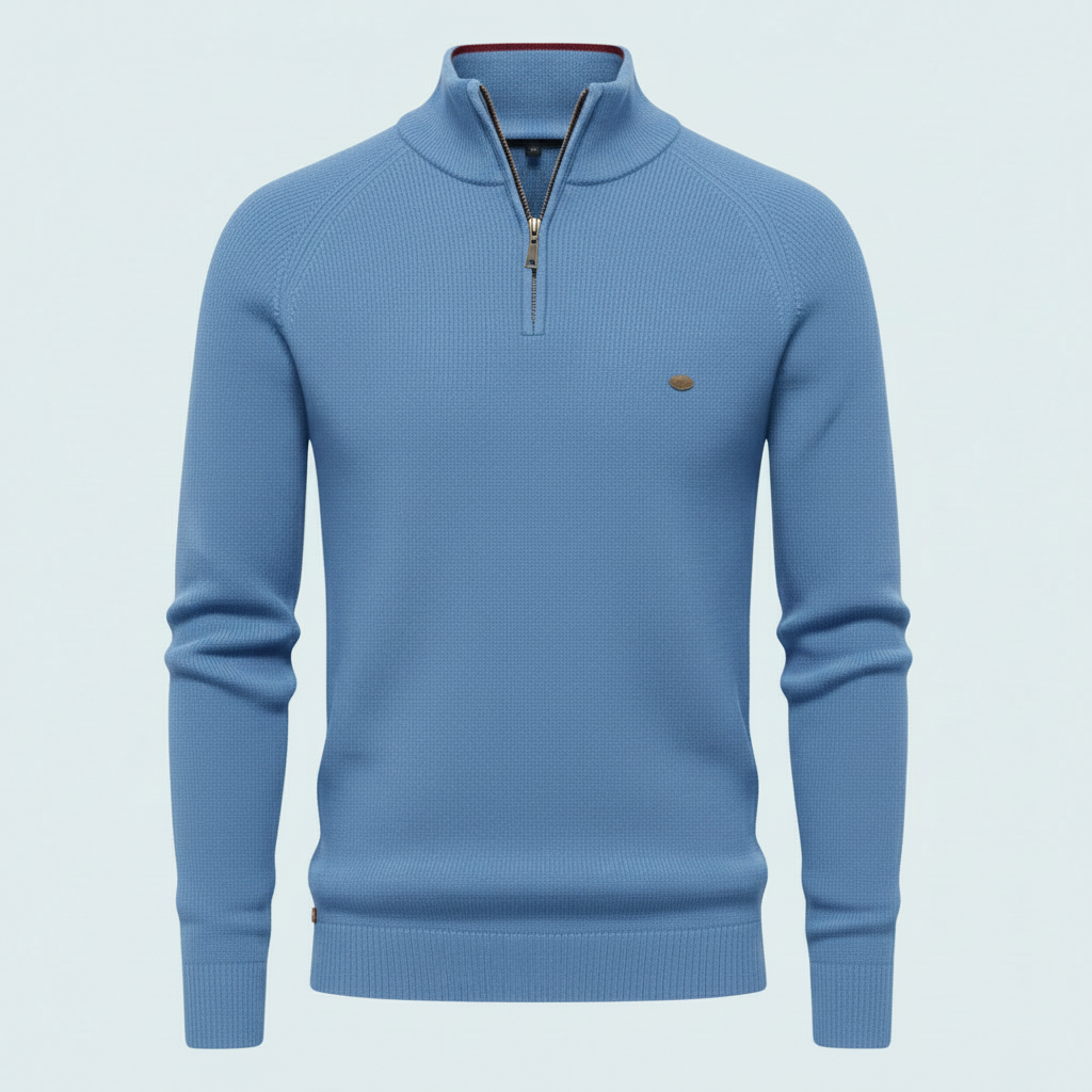 Herren Strickpullover mit Stehkragen | Halber Reißverschluss