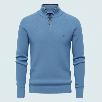Herren Strickpullover mit Stehkragen | Halber Reißverschluss