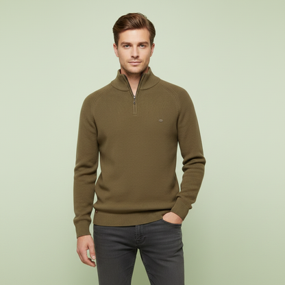 Herren Strickpullover mit Stehkragen | Halber Reißverschluss
