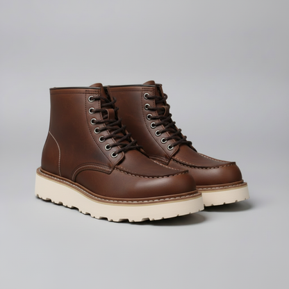 Herren-Schnürstiefeletten Schwarz | Robuste Stiefel mit Gepolstertem Kragen