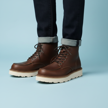 Herren-Schnürstiefeletten Schwarz | Robuste Stiefel mit Gepolstertem Kragen
