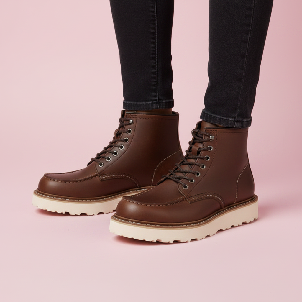 Herren-Schnürstiefeletten Schwarz | Robuste Stiefel mit Gepolstertem Kragen