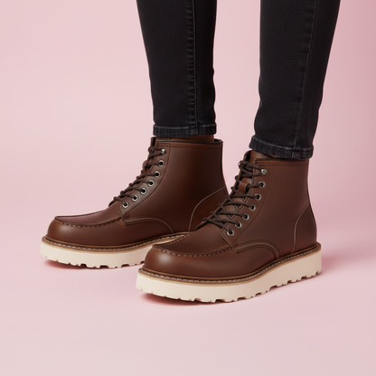 Herren-Schnürstiefeletten Schwarz | Robuste Stiefel mit Gepolstertem Kragen